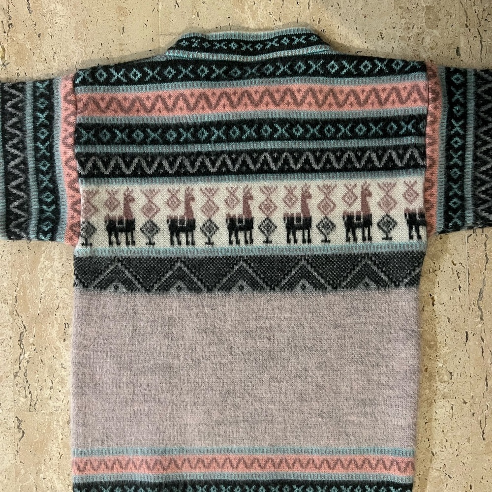 Andino Artesanias Alpaca Wool Sweater Pullover Soft Pink Grey Girl’s Size 8 - Picture 3 of 5